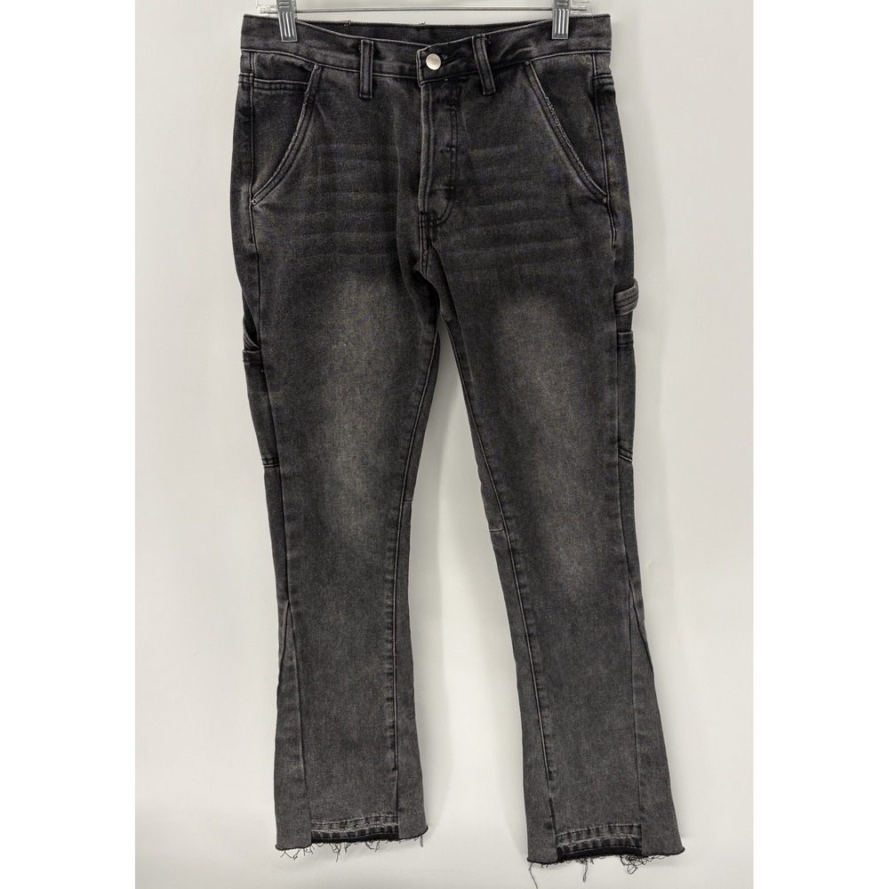 MNML Carpenter Flare Jeans Mens 29 Faded Black Street Wear 100% Cotton Denim